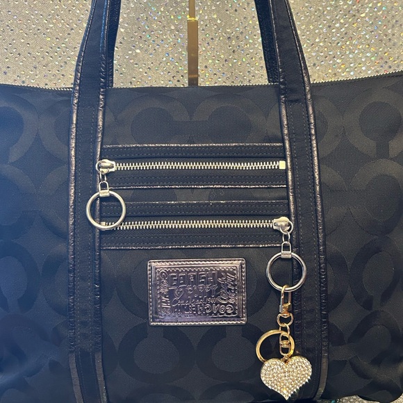 Coach Handbags - Coach Poppy Black w/Rhinestone Bag Charm 16 x 12 x 4